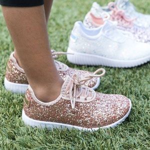 tennis shoes rose gold